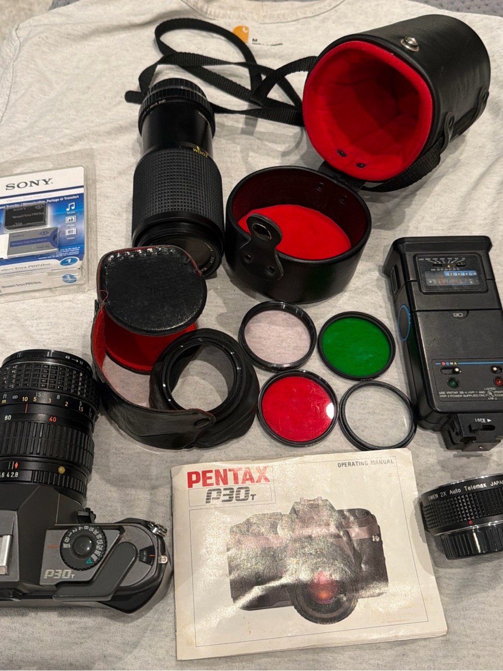 Pentax Film Camera Kit in Black with Red Accents
